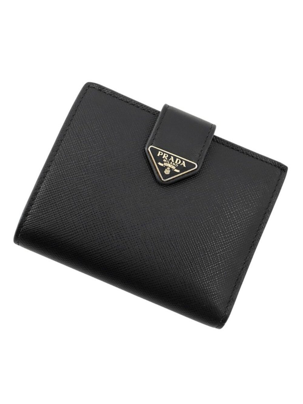 Prada Bifold Wallet Triangle Logo Saffiano Black